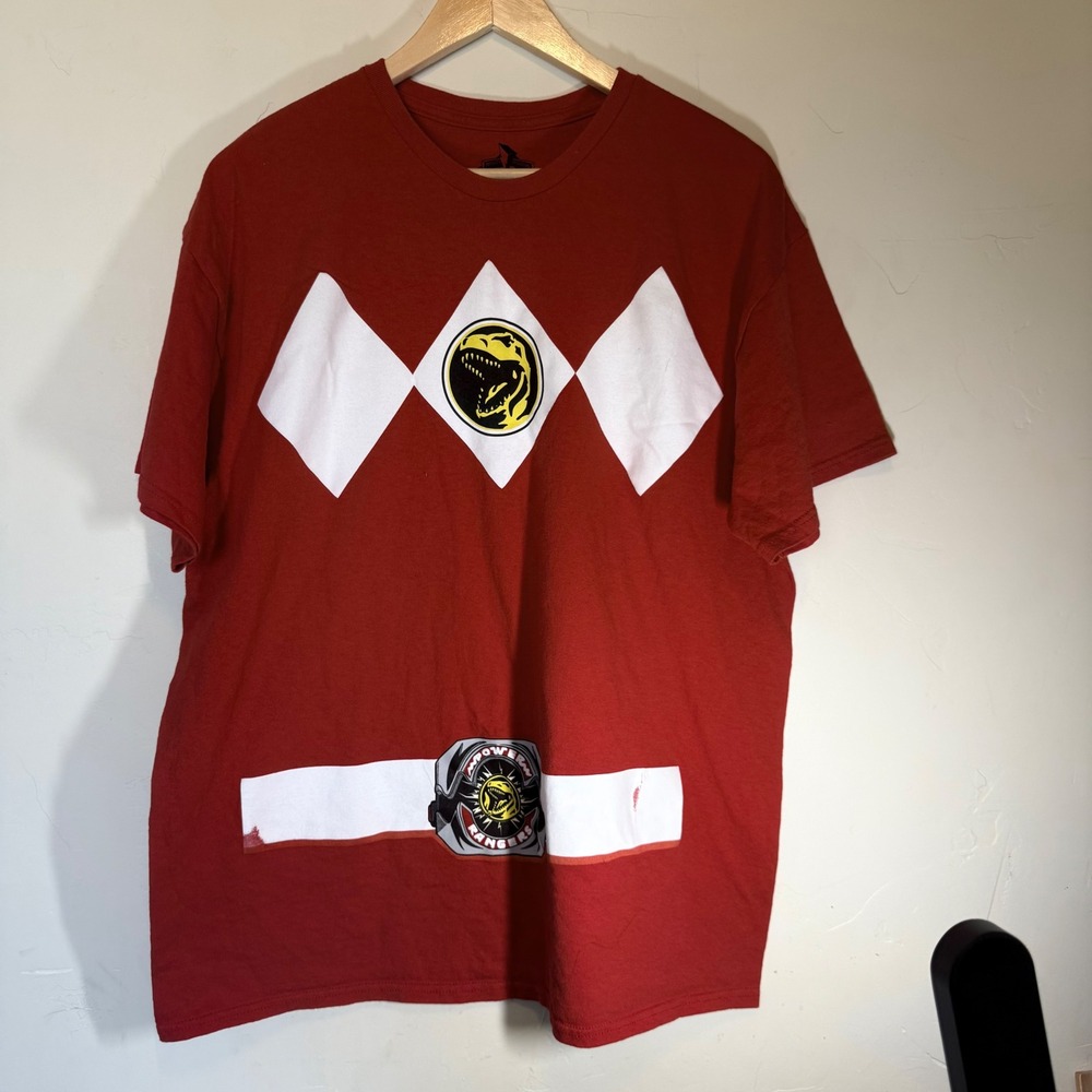 Power Rangers T-Shirt Red Ranger Suit Graphic Costume Red XL